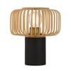 Telbix Sorens Contemporary Table Desk Lamp Light Bamboo Metal Black Natural Matte