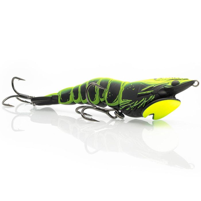 Chasebaits Panic Prawn 95mm Hard Body Topwater Fishing Lure 06 Black Tiger