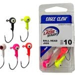 10 Pack of 1/16oz Size 1 Eagle Claw Lazer Sharp Ball Head Jigs-Assorted Colours