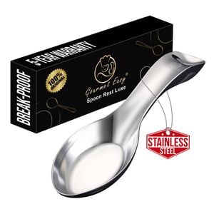 Gourmet Easy Spoon Holder Break Proof Stainless Steel, Counter & Stove Top Use