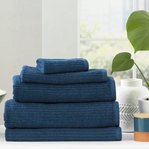 5pc Renee Taylor Cobblestone Hand/Bath Towel/Mat Set 650 GSM Cotton Ribbed Ink