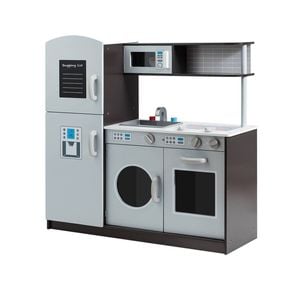 Costway Children Storage Cabinet Kids Pretend Kitchen Set Grey