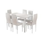 Artiss Dining Set 7-PCS Wooden Dining Table Set White
