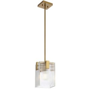 Telbix Pelion Modern Pendant Hanging Lamp Light Metal Glass Antique Gold Clear Polished