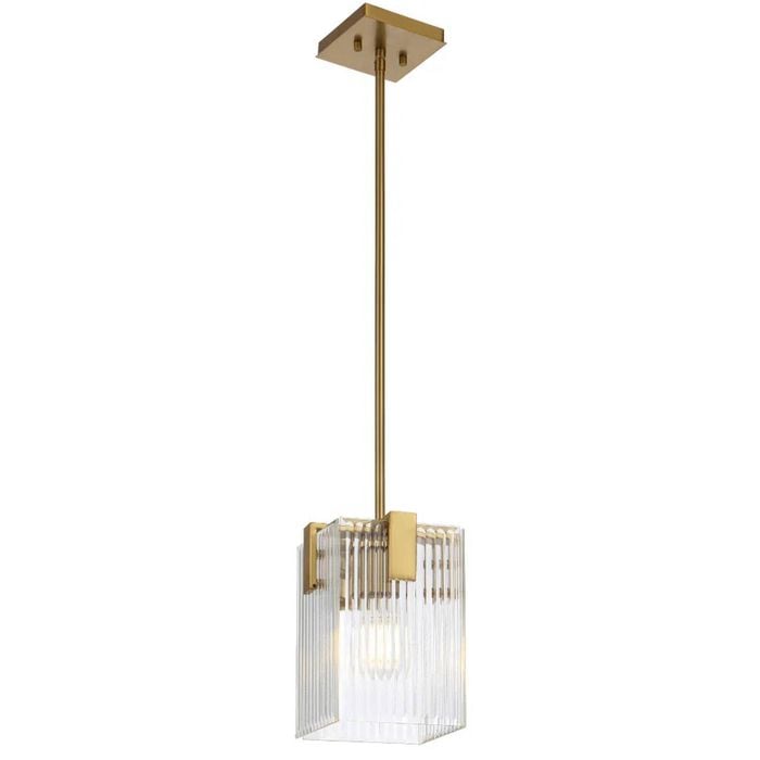 Telbix Pelion Modern Pendant Hanging Lamp Light Metal Glass Antique Gold Clear Polished