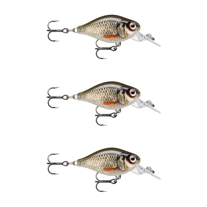 3x Rapala 3.5cm X Light Crank Mid Run Crankbait Fishing Lures - Roach