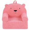 Costway Little Bear Sofa Kid Reading Chair Couch Teddy Fleece Fabric Pink