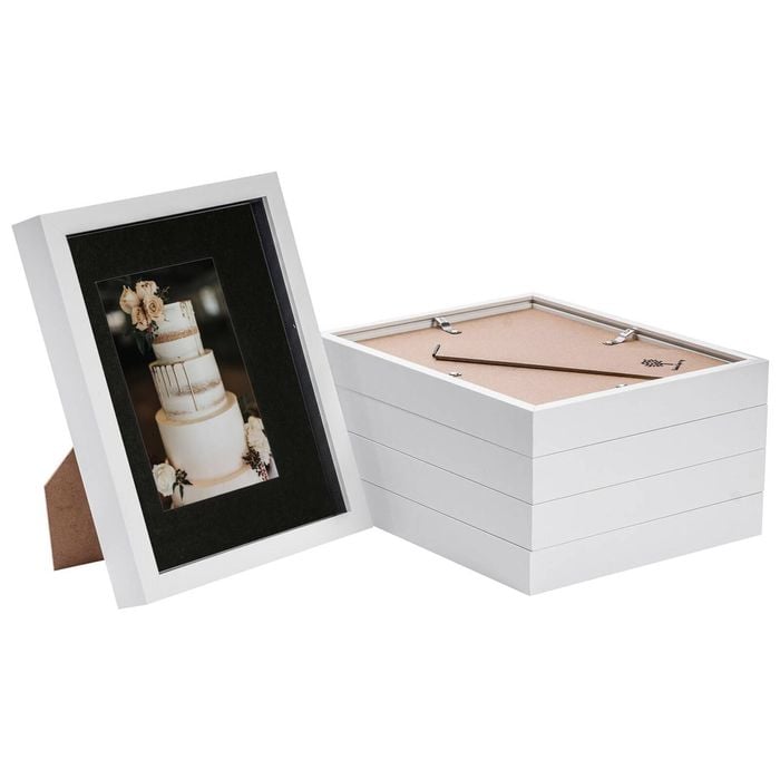 Nicola Spring 8" X 10" White 3d Box Photo Frames - 4" X 6" Mount - Black - Pack Of 5