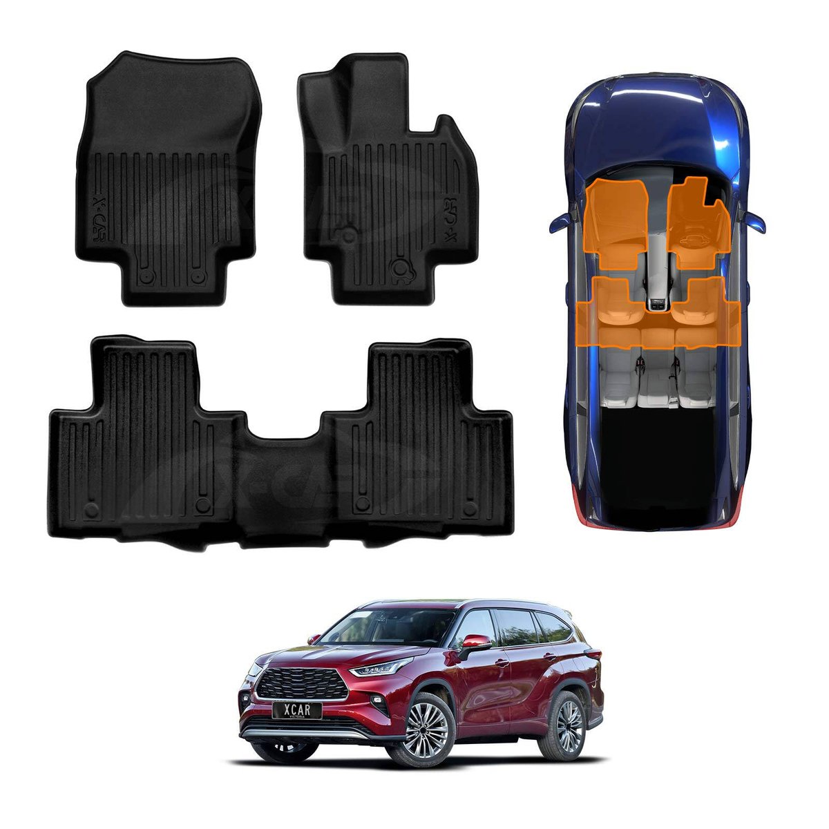 3D Floor Mats for Toyota Kluger 2021-2025 Heavy Duty All Weather Car ...