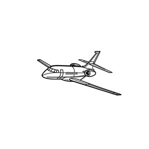 Ignite Laser Dassault Falcon 2000 - Mid-Size Business Jet Silhouette Metal Wall Art Rustic Metal 23.6 inch - 60 cm