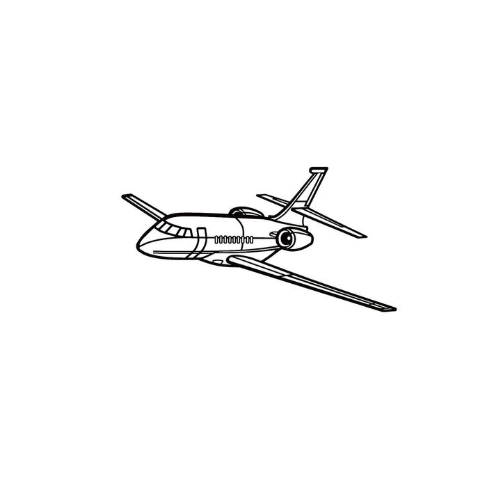 Ignite Laser Dassault Falcon 2000 - Mid-Size Business Jet Silhouette Metal Wall Art Rustic Metal 23.6 inch - 60 cm