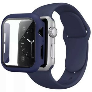 Silicone Sports Watch Band Strap + Case Set - For Apple iWatch 40mm (Blue)
