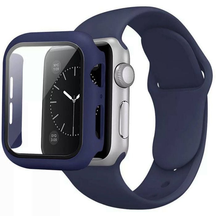 Silicone Sports Watch Band Strap + Case Set - For Apple iWatch 40mm (Blue)