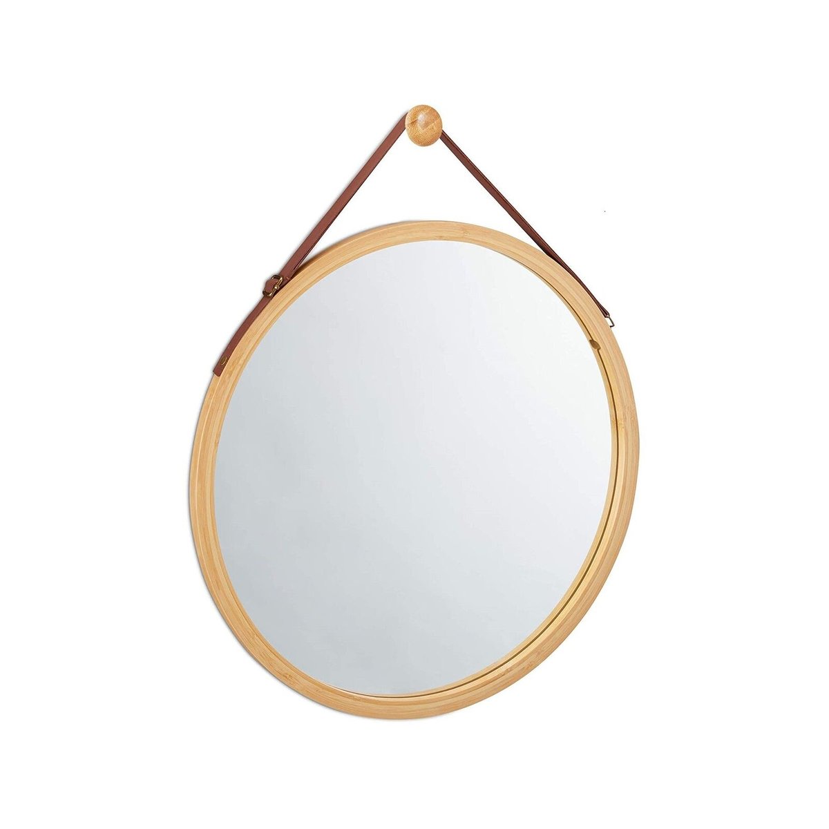 Carla Home Hanging Round Wall Mirror 38cm, Solid Bamboo Frame - Bunnings Australia
