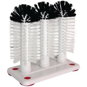 Jantex 3 Brush Manual Glasswasher Suction Base Nylon Brushes 165x155x100mm Commercial Barware Cleaning
