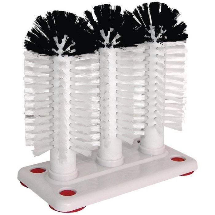 Jantex 3 Brush Manual Glasswasher Suction Base Nylon Brushes 165x155x100mm Commercial Barware Cleaning