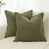 Gioia Casa Twin-Pack Linen Cushion Covers - Linen-Cotton Blend with Hidden Zipper Design - Olive Green, 45cm × 45cm