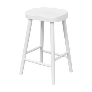 1825 Interiors Cuba Stool Solid Elm Wood Contoured Saddle Seat Natural White
