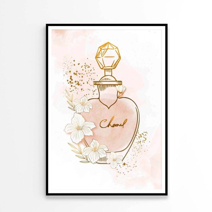 Elegant Gold Peach colored Fashion Perfume Print 100% Australian Made 90x120cm (Poster)