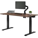 Desky Dual Sit to Stand Jarrah Legno Melamine Desk 1800x750mm Matte Black Height Adjustable Legs