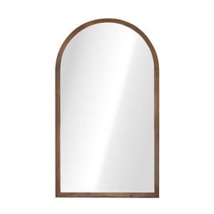 Oikiture Arched Wall Mirrors Vanity Home Decor Makeup Mirror 86x50cm Walnut Wood