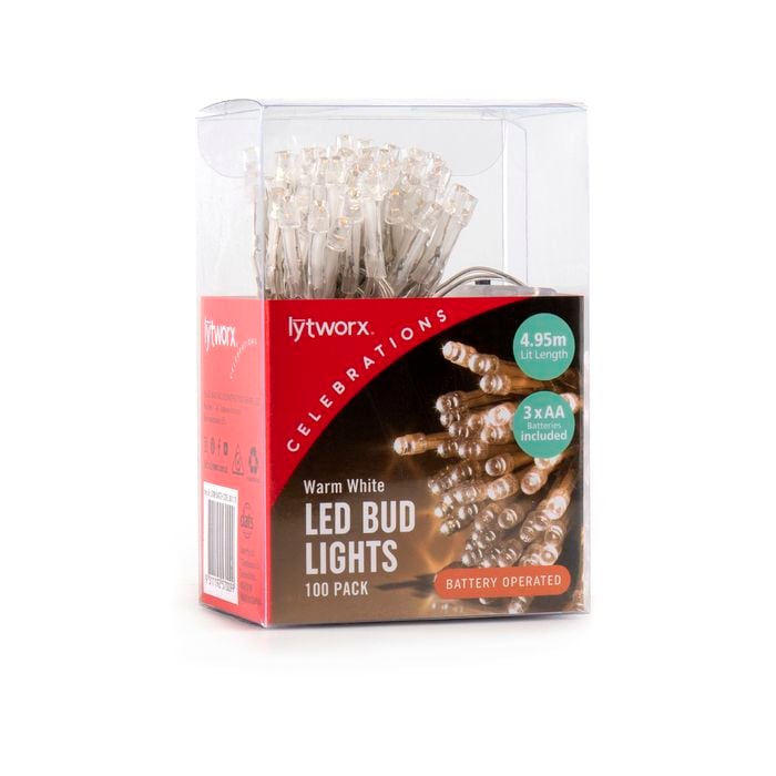 Lytworx 100 Warm White LED Battery Operated Bud Lights