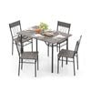 Costway Dining Table Set Waterproof Tabletop Kitchen Dining Room Furniture Grey