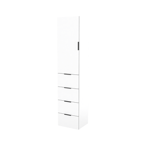 Lugna 2048 x 450 x 380mm White 3 Shelf 4 Drawers Left Hinged Door Storage Cabinet - White