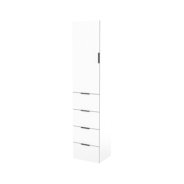 Lugna 2048 x 450 x 380mm White 3 Shelf 4 Drawers Left Hinged Door Storage Cabinet - White