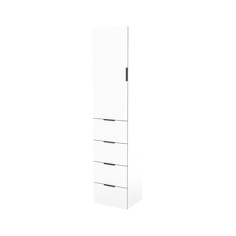 Lugna 2048 x 450 x 380mm White 3 Shelf 4 Drawers Left Hinged Door Storage Cabinet - White