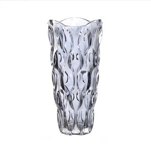 SOGA 30cm Grey Crystal Glass Vase – Thick Design