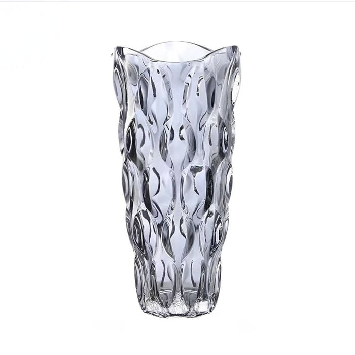 SOGA 30cm Grey Crystal Glass Vase – Thick Design