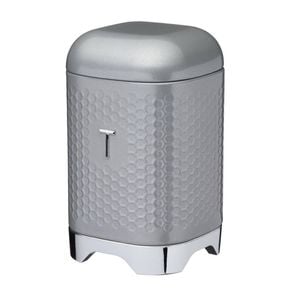 Kitchencraft Lovello Geometric Textured Retro Tea Canister 19cm Shadow Grey
