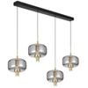 Telbix Volen Contemporary Pendant Hanging Lamp Light Metal Glass Black Gold Smoke Satin