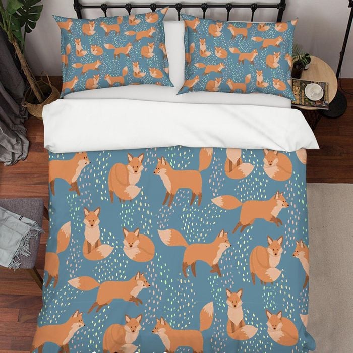 3D Cartoon Fox Blue Quilt Cover Set Bedding Set Pillowcases 23