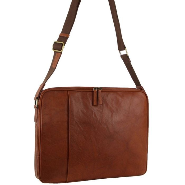 Pierre Cardin Crumpled Leather 15" Laptop Computer  Tan