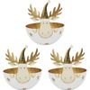3PK LVD Metal Reindeer Bowl Small Home/Living Room Xmas Display Decor 11x11cm