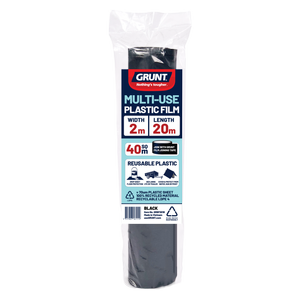 Grunt 2m x 20m Black 70um Multi-Use Plastic Film