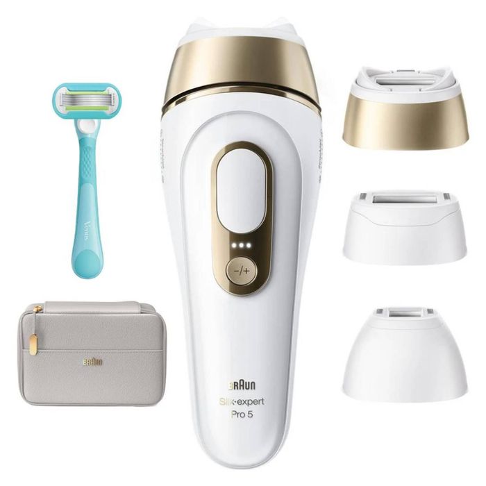 Braun IPL Silk-expert Pro 5 Hair Remover - 3 Attachment Heads - White/Golden