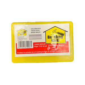 Building King 16G X 32mm Galvanised Straight Brad Nails - 2000 Pack