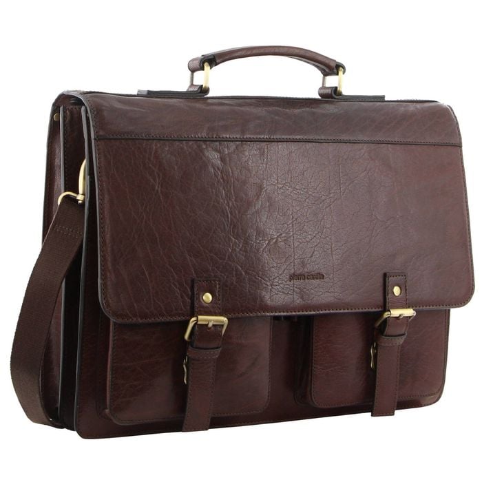 Pierre Cardin Men's Leather Business/Computer Shoulder Bag 39x31cm Brown