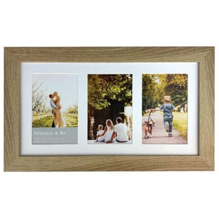Frankie & Me Wooden Collage 4x6'' Triple Picture Frame Home/Office Decor Oak