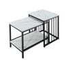 Costway Nesting Coffee Table Rectangle Marble MDF Black
