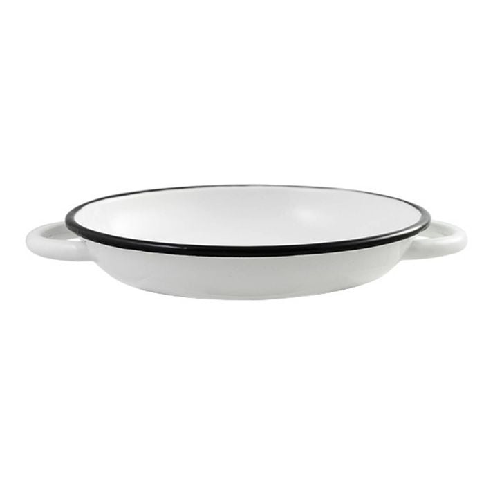 Urban Style Enamelware 24cm Ragout Plate w/ Black Rim - White