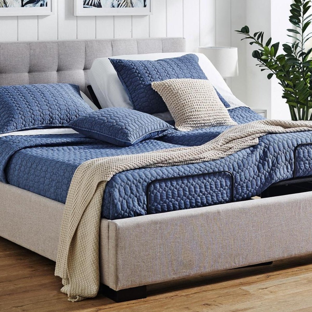 Solace Sleep queen size adjustable bed with copper-infused memory