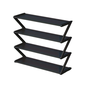 Lifebay Shoe Rack Z-Shelf Black Plastic Organizer (4-Tier)