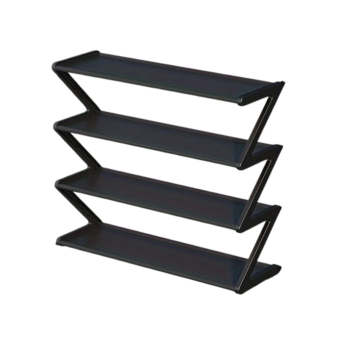 Lifebay Shoe Rack Z-Shelf Black Plastic Organizer (4-Tier)