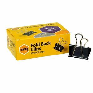Marbig Fold Back Clips 12/box (Black) (41mm)