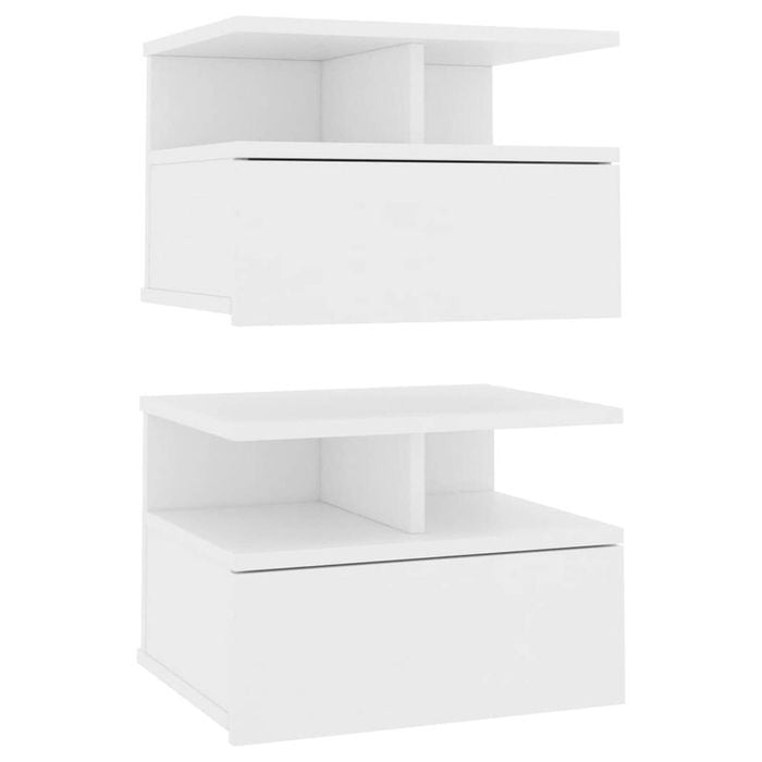 vidaXL 2x Floating Nightstand White Bedside Cabinet End Table
