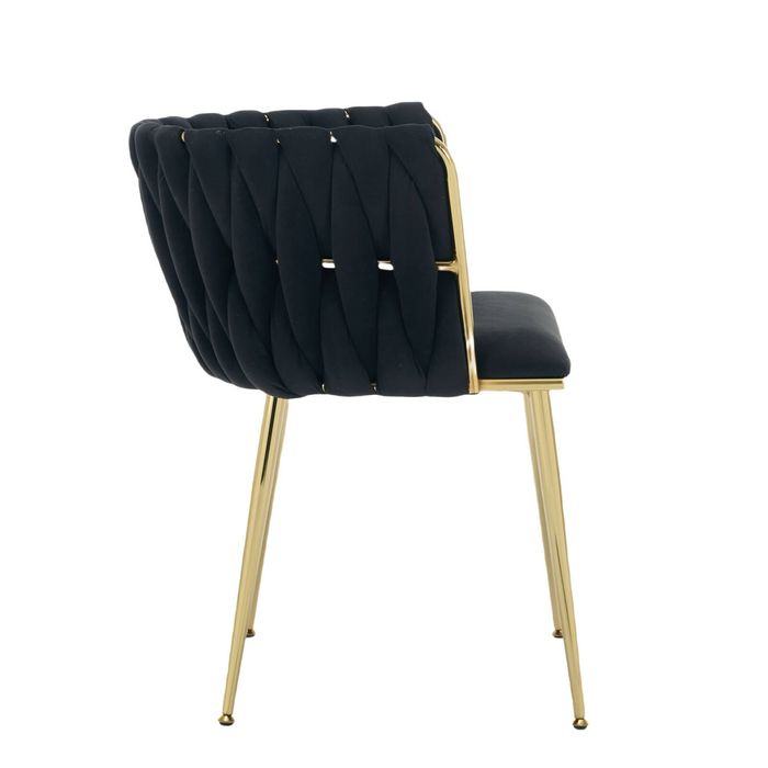 Maxhomm Set Of 2 Velvet Dining Chairs, Gold Legs Tufted Accent Chair With Armrest, Wingback Black